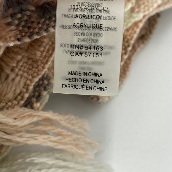 Calvin Klein Multicolor Houndstooth Knit Scarf Wrap Fringe 23" x 74" Winter - Picture 8 of 9